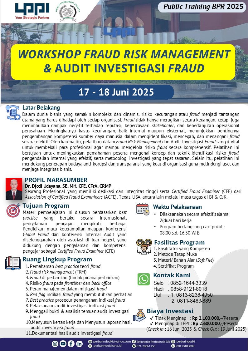 Public Training LPPI - Fraud Risk Management & Audit Investigasi Fraud