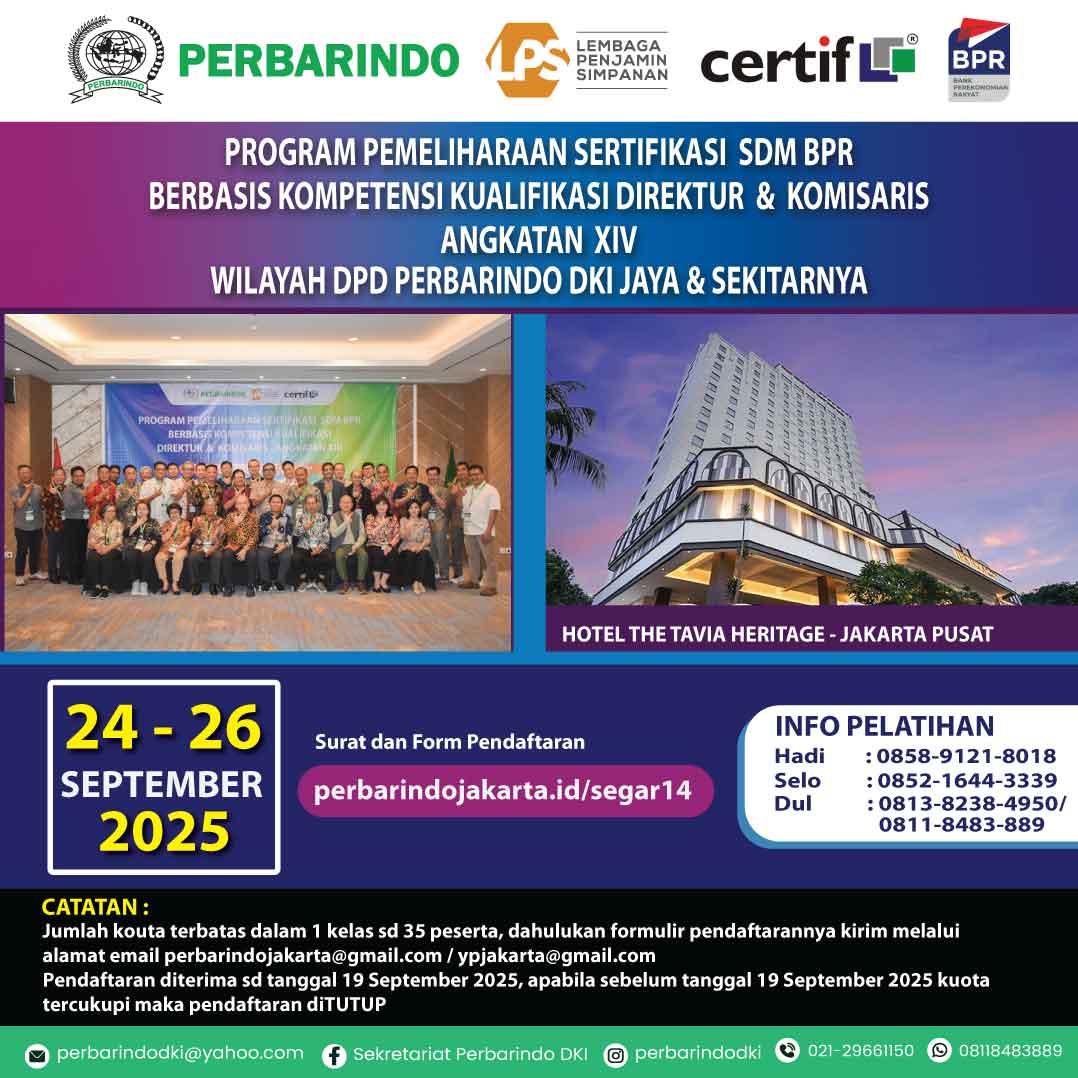 PROGRAM PEMELIHARAAN SERTIFIKASI  SDM BPR BERBASIS KOMPETENSI KUALIFIKASI DIREKTUR  &  KOMISARIS ANGKATAN XIV