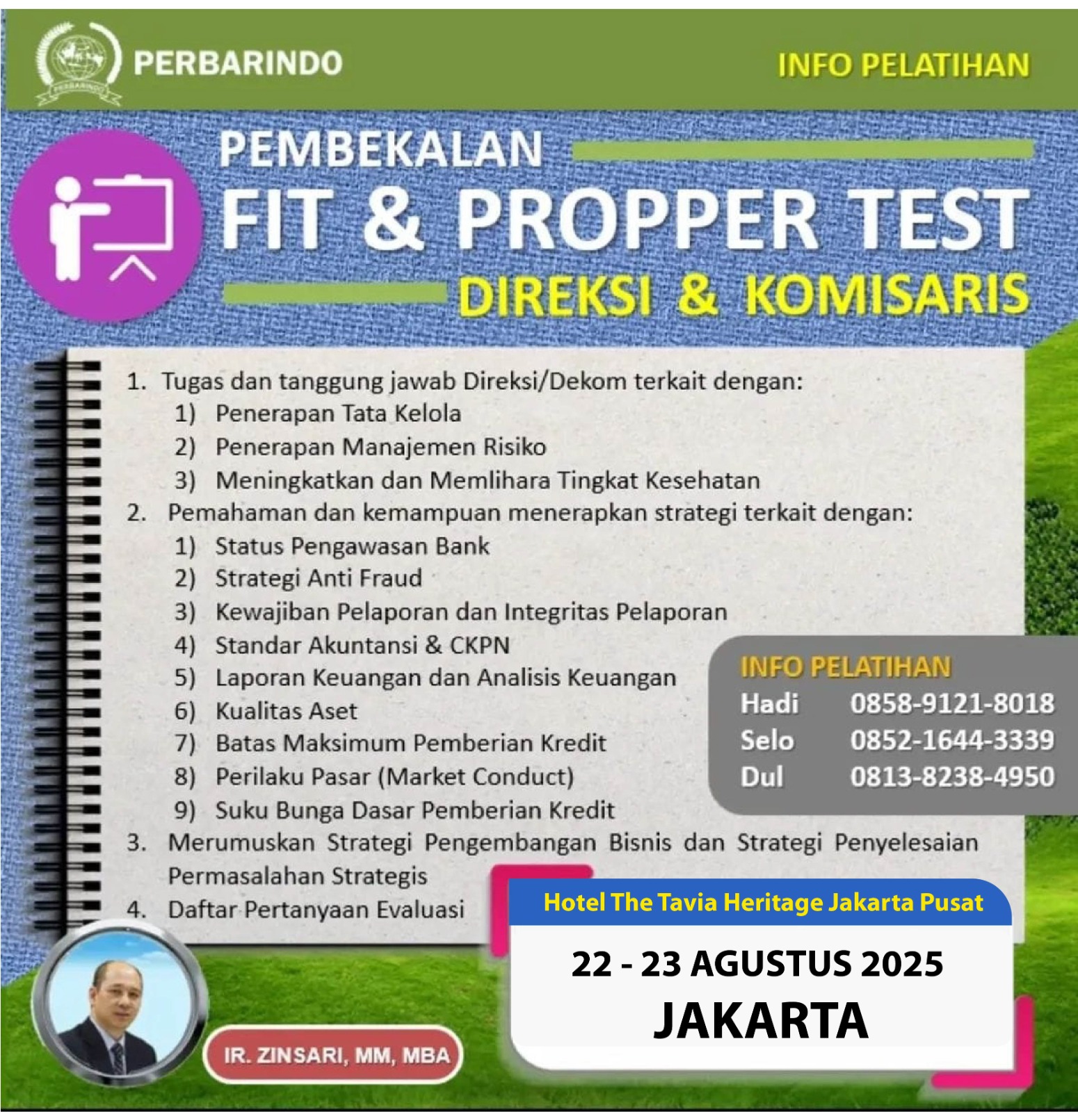 PELATIHAN PEMBEKALAN FIT AND PROPER TEST